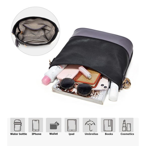 3-Piece Soft Leather Tote Set For Women - Hobo Shoulder Bag With Top Handle & Matching Wallet, Brown